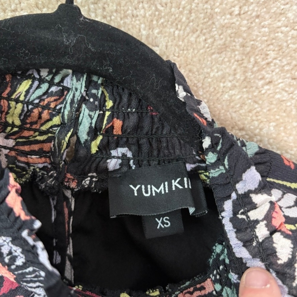YUMI KIM Floral Blouse Top Women's XS‎ Black Long Sleeve Feminine - Picture 8 of 12